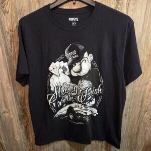 Popeye Sailor Sz 2XL T-Shirt Gangster Four Aces "Strong to the Finish" lowrider